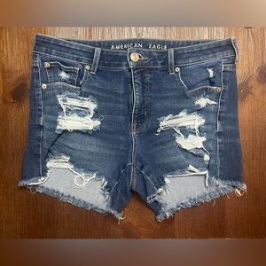 Women’s American Eagle Dark Wash The Dream Jean Midi Denim Shorts Size 12
